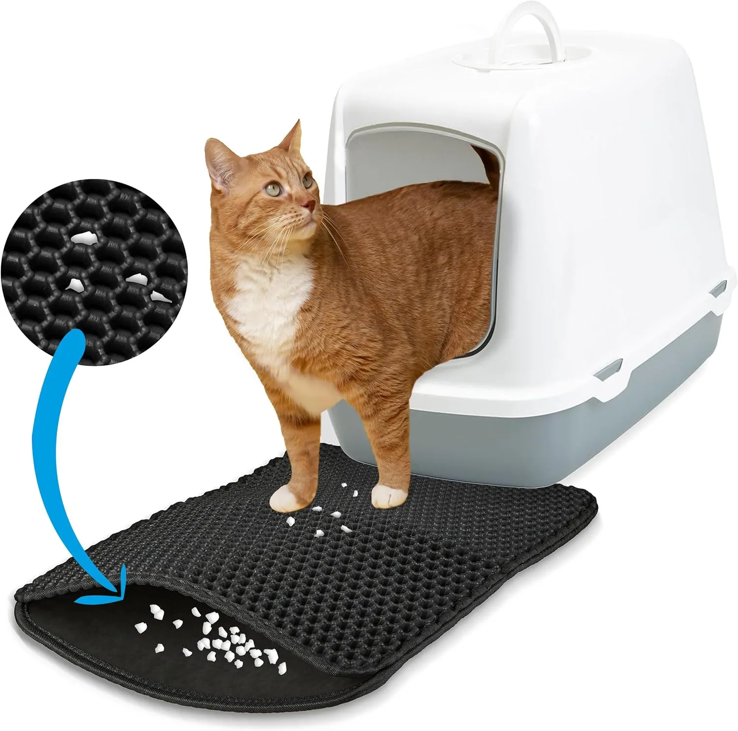 XS Cat Litter Mat Black 14.5"x11.5" - Washable Kitty Litter Catcher for Small Spaces  Non-Slip, Waterproof Cat Litter Trapping Mat  Compact Litter Box Rug for Tiny Rooms  Inovida Pet Litter Mat